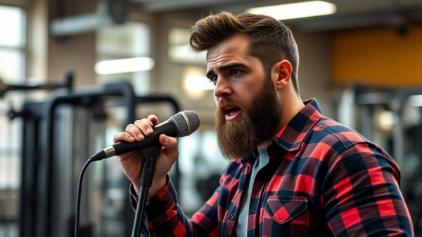 Confident speaker in a gym, discussing ways to increase profits in your business.