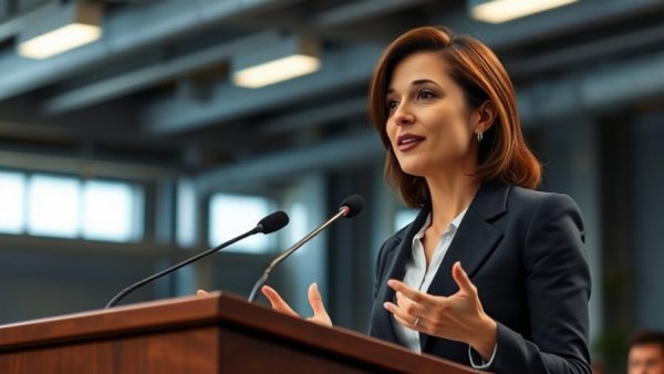 Confident woman discussing SBA program audit.