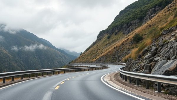 Curving mountain road with guardrails, symbolizing restaurant financial guardrails.