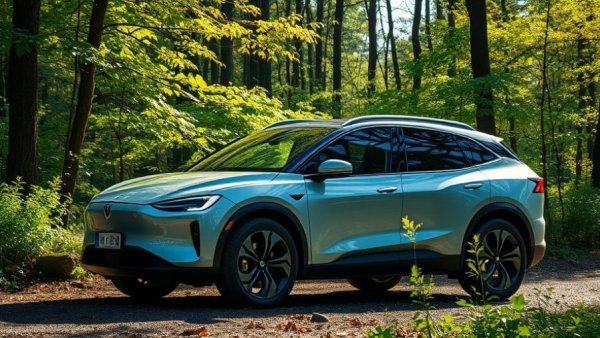 Electric SUV represents Uber Rivian robotaxis deal in natural setting.
