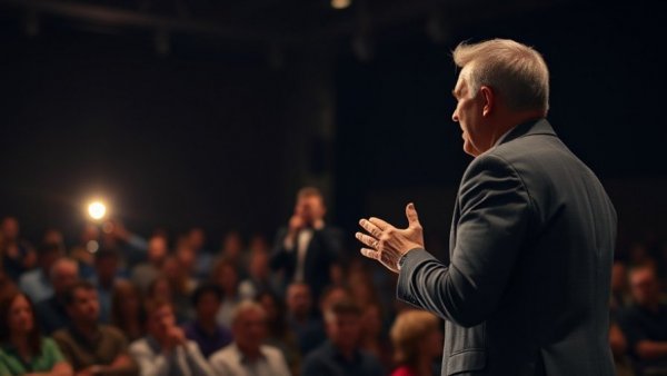 Speaker addressing fear of judgment on social media with passion.