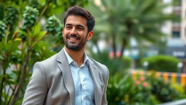 Hospitality Marketing Evolution: Stylish man in garden setting.