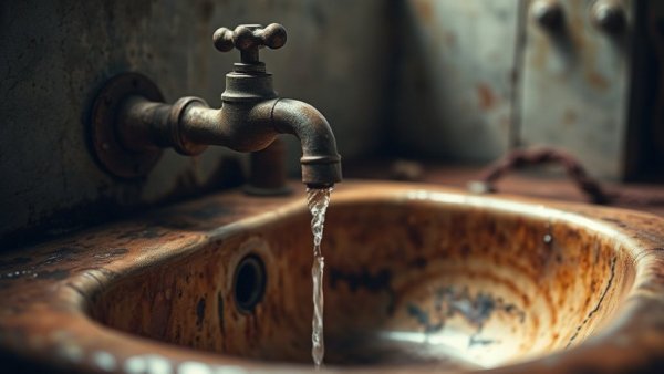Rusty leaking sink depicting revenue leakage in restaurant operations.