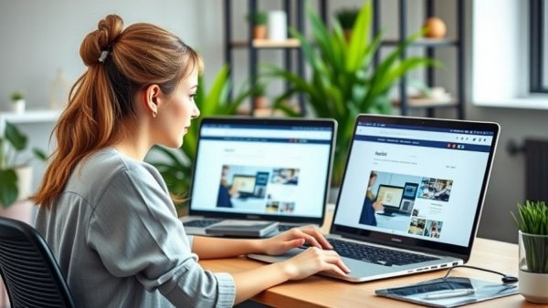 Young woman viewing outdated websites, illustrating hidden costs.