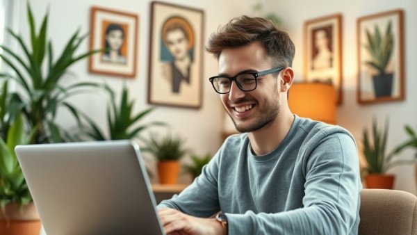 Young professional working in a cozy home office, Future Small Business Websites.