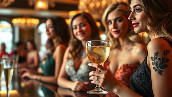 Fashionable women at a bar enjoying NoLo cocktail trends.