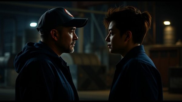 Emotional encounter in a dimly lit industrial setting, Why This Video Gets Me Every Time.