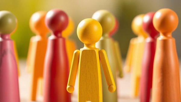 Colorful wooden figures for Generative Engine Optimization for Dental Practices