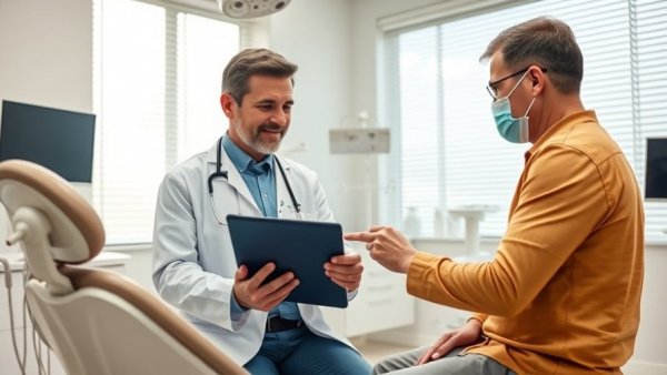Dentist explaining dental benefits before December expiry in a modern office.