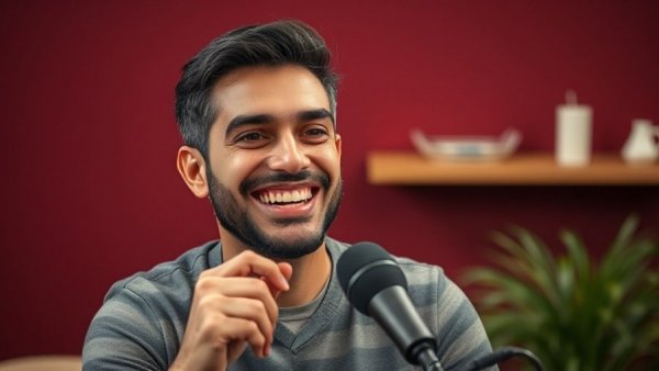 Man discussing water treatment solutions for plumbing contractors in a studio.