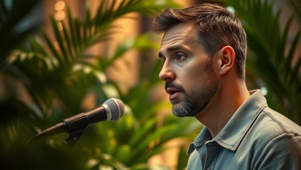 Focused speaker discussing acquisition strategies for business growth.