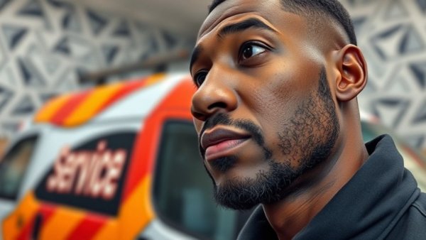 Merging home service companies concept with van and person.