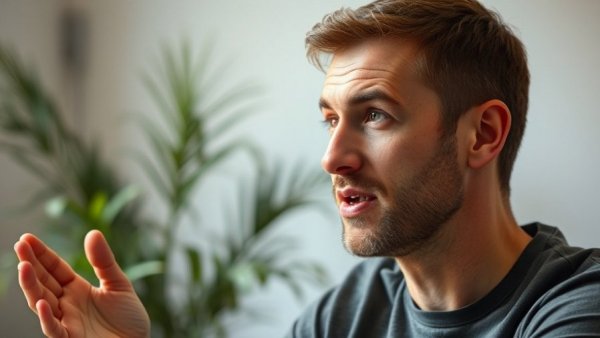 Focused handyman business owner discussing real problems in a studio.