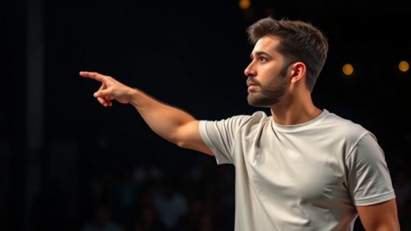 Man questioning if dropping out of college was a bad decision on stage.