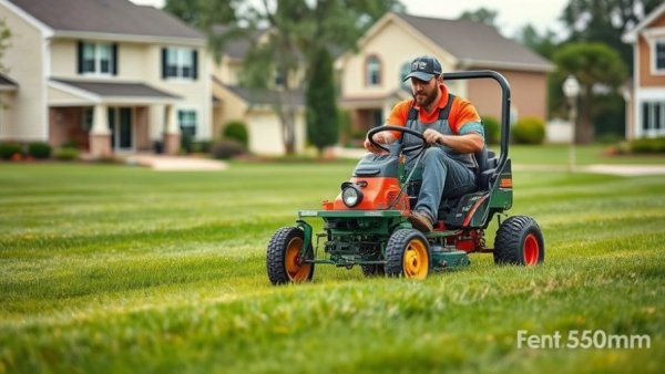 Core aeration process on a lawn using a machine