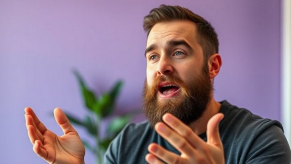 Almost No One Succeeds At First: Expressive man discussing challenges.