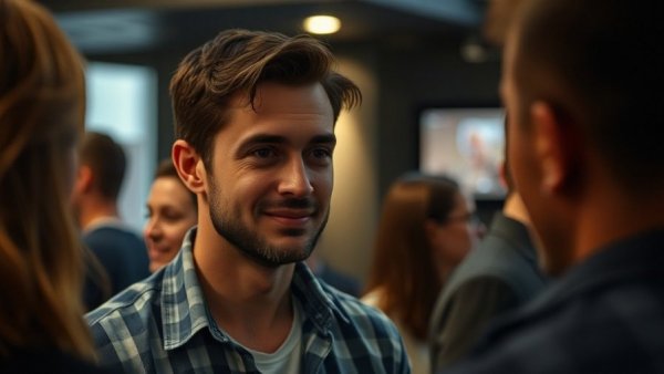 36 years old and still a child, smiling man in casual indoor scene