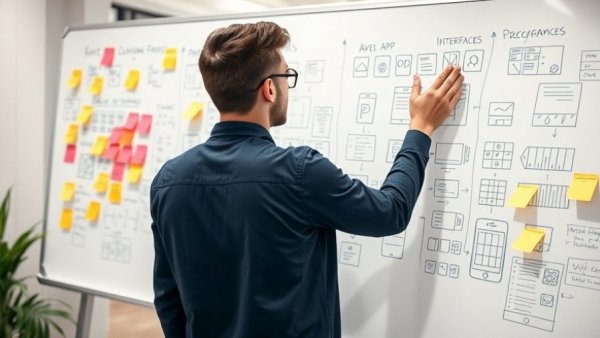Web designer planning app interface for ADA website compliance