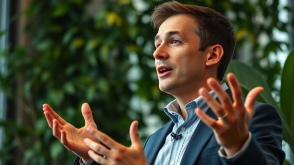 Speaker discussing how to cut marketing spend in half with higher ROI.