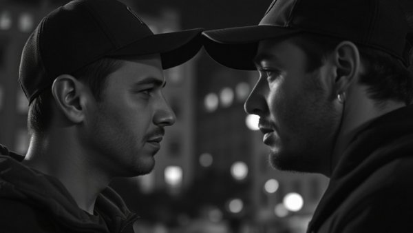 Emotional black and white scene capturing connection: You're Somebody Now.