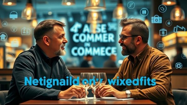 Unified commerce in restaurants discussion with technology icons.