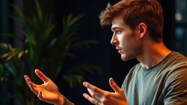 Man explaining strategy on reducing marketing spend, cinematic indoor setting.