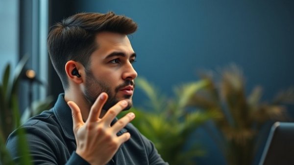 Businessman discussing profit margins, focused and engaged.
