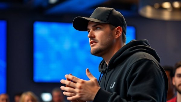 Man on stage embracing imperfection in life with confidence.