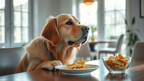 Golden retriever eating from bowl, Pet food safety alert context.