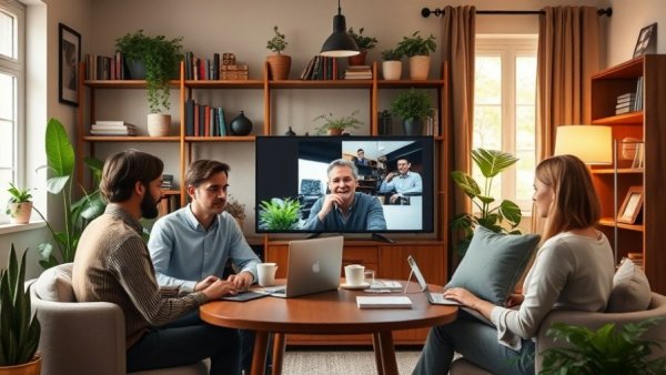 Remote Background Screening Jobs meeting in home office setting.