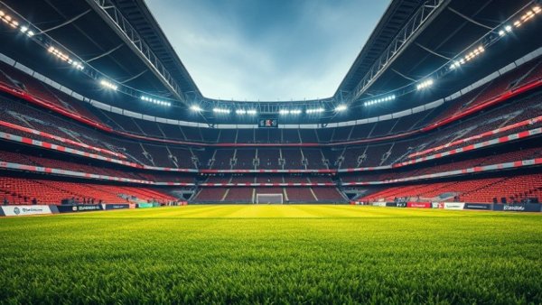 Stadium showing indoor grass challenges for 2026 with text overlays.