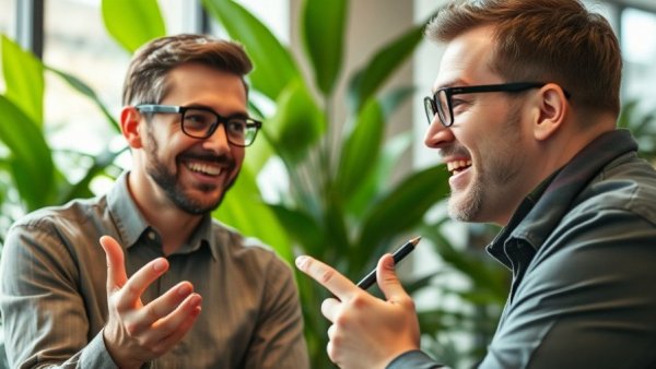 Successful Business Ownership Insights: Man discussing ideas with enthusiasm.