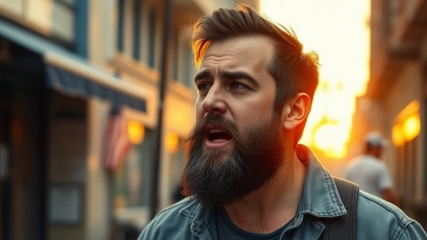 AI impact on social media depicted with a dynamic scene of a man speaking passionately outdoors.