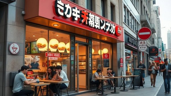 Modern food franchise with people dining outside, Investing in Food Franchises