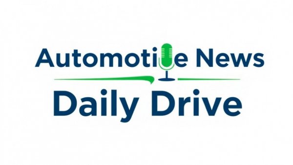 Automotive News Daily Drive logo with green microphone.