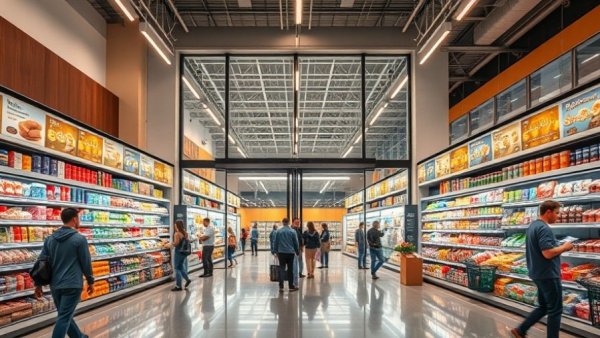 Entrance to a brightly lit grocery store showcasing best franchise options.
