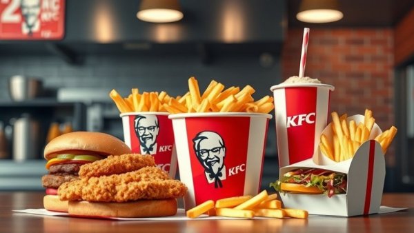 KFC global brand refresh highlighted in vibrant fast food packaging.