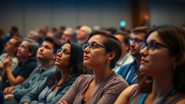 Attentive conference audience in focus discussing customer lifetime value.