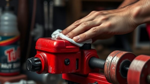Cleaning red vise with Tub O' Towels for auto repair efficiency.