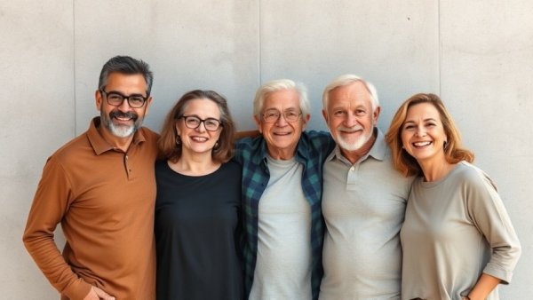 Group of smiling adults posing together representing profitable philanthropy.