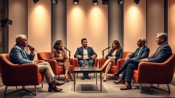 Professionals discussing electrical sales process in modern studio