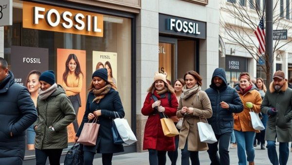 People walk past Fossil store amid closures.