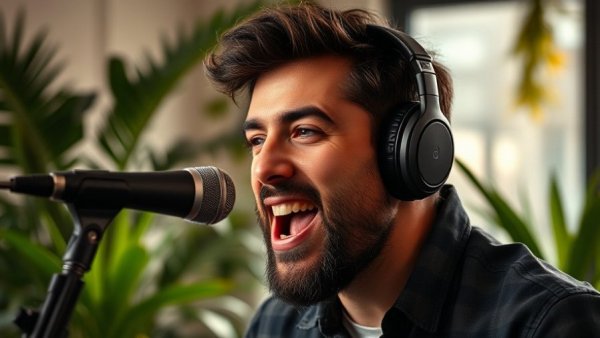 Man discussing AI challenges in trades with headphones on