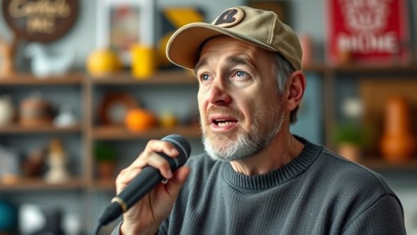 The Power of Forgiveness: Man speaking on a podcast with a microphone.