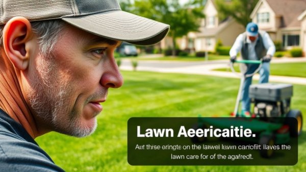 Professional lawn transformation process with aeration demonstration.