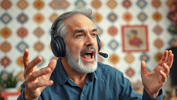 Expressive person speaking into a microphone, showcasing embrace life's 'AND' philosophy.