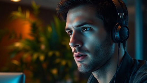 Man speaking while tracking customer origins on video call