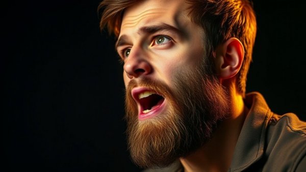 Young man talking passionately in a cinematic photo