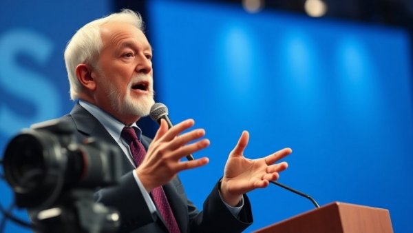 Elderly man speaking at Obamacare Marketplace compliance event