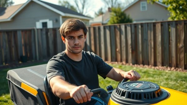 ASMR Backyard Mowing session in suburban lawn care scene